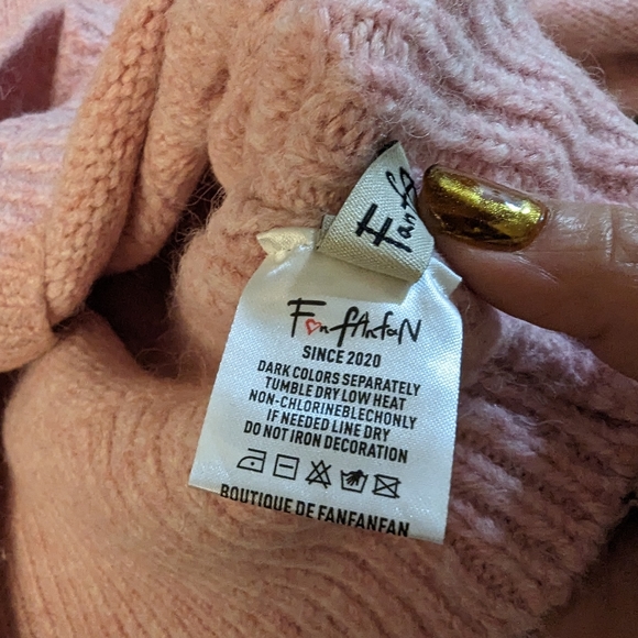 Puffy sleeves vintage style lady soft pink buttons sweater - Picture 8 of 9